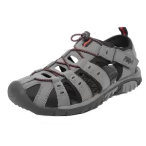 image of PDQ Mens Toggle & Touch Fastening Synthetic Nubuck Trail Sandals (10 UK) (Grey/Red)