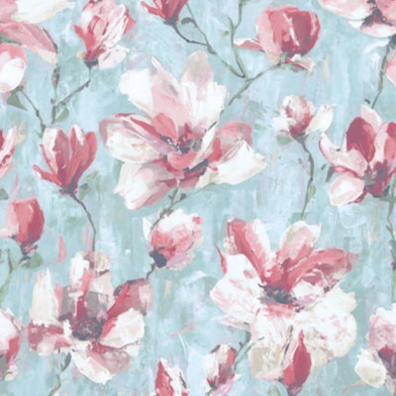 Image of Grandeco Camilla Teal Green & Pink Floral Water Colour Effect Wallpaper A72401