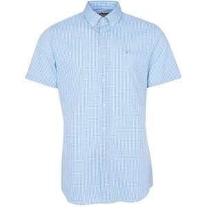 Image of Barbour Mens Gingham 27 Tailored Shirt Sky Blue Large