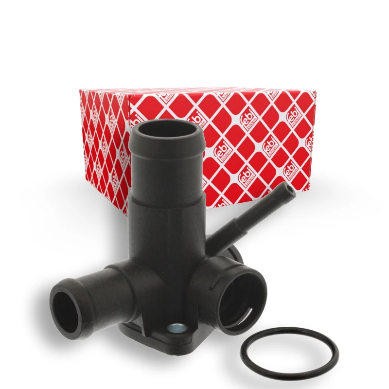 Image of FEBI BILSTEIN 18240 Coolant Flange Plastic, with gasket/seal, Front Plastic Coolant Flange (3219)