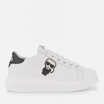 Image of KARL LAGERFELD Womens Kapri Karl Ikonic Leather Chunky Trainers - White/Black - UK 4