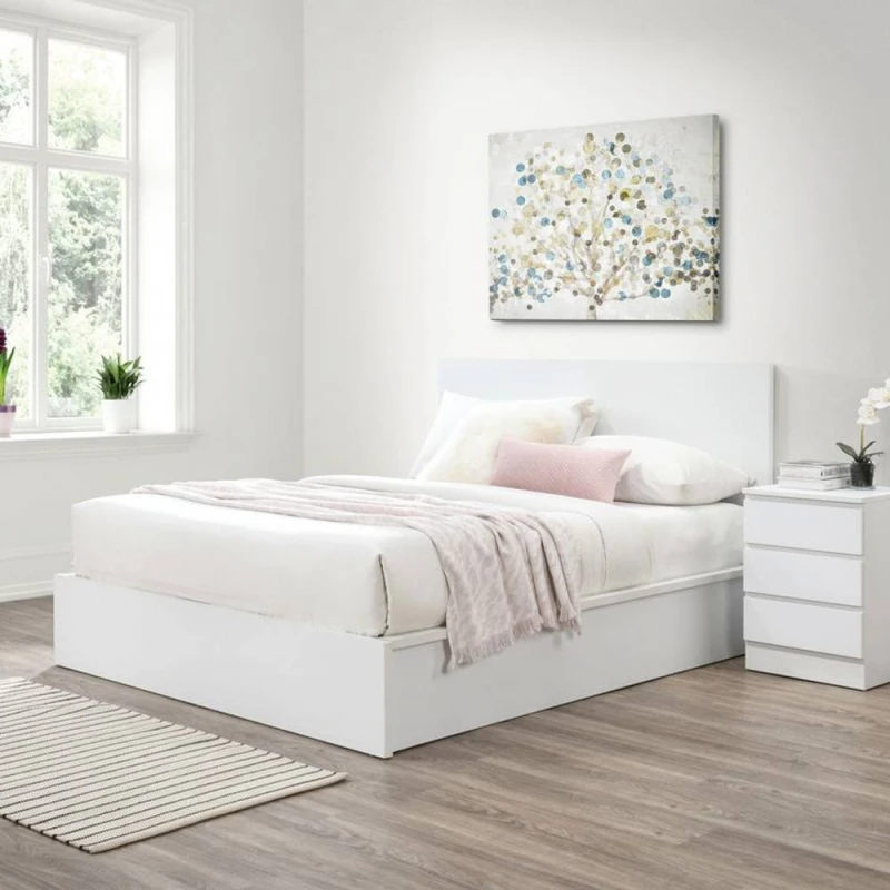 Image of Birlea Oslo 5ft King Size White Wooden Ottoman Bed Frame