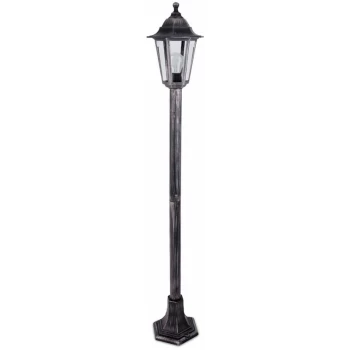 image of 1.2M Black & Silver Outdoor Lamp Post Bollard & Top Lantern Light - Ip44 - Black