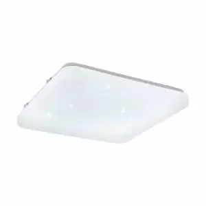 Image of Eglo Square White Steel Wall Or Ceiling Light With Crystal Effect