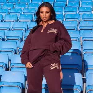 Image of I Saw It First Plus Track Embroidered Heavyweight Fleeceback Joggers - Brown