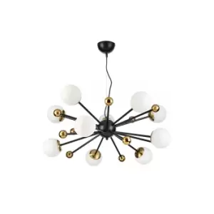 image of Billo 10 Light Spherical Pendant Ceiling Light, Black, Brass