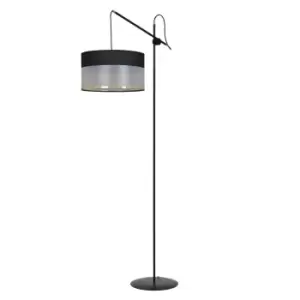 Image of Emibig Monolit Black Floor Lamp with Shade with Black, Gold Fabric Shades, 1x E-27