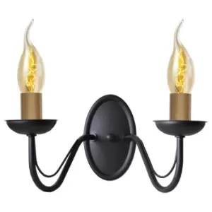 image of Malbo Candle Wall Lamp Black, Patina 32cm