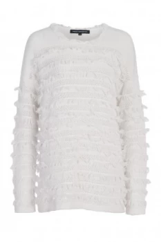 image of French Connection Pointelle Fringing Jumper White