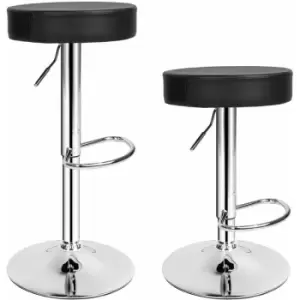 Image of 2 bar stools Sebastian made of artificial leather - breakfast bar stools, kitchen stools, kitchen bar stools - black