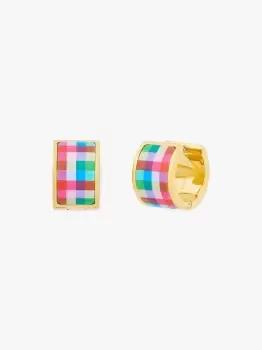 Image of Kate Spade Heritage Spade Flower Huggies, Blue Madras Plaid, One Size