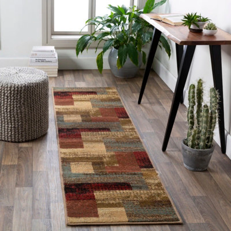 Image of Livabliss Scandi Modern Dark Red Shama Runner Rug 60 X 225cm - Easy Care, Non Shedding, Ideal For Hallway Or Beside The Bed