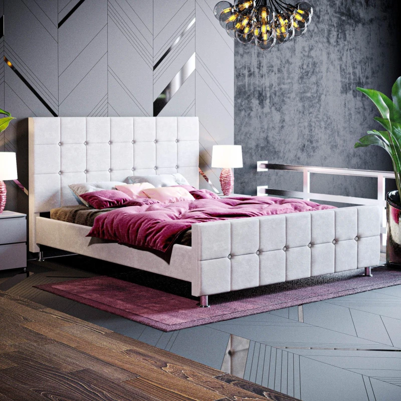 Image of Lassic Vida Designs Valentina King Size Bed UKFR Light Grey Velv unisex King Size