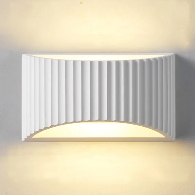 Image of Harper Living Modern Wall Light, Wave Pattern Shade, G9 Cap Type Up And Down Wall Lamp, White Ceramic Paintable Shade