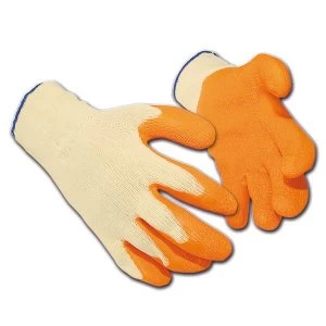 Image of Latex Gloves Large Polyester Cotton Orange Pack of 12 Pairs