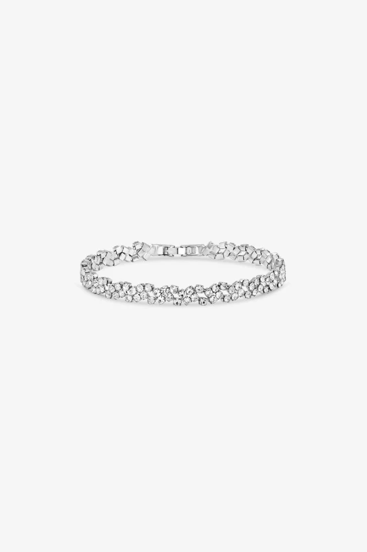Image of Jon Richard Womens Rhodium Plated Crystal Fine Multi Stone Bracelet in Silver Silver Female One Size
