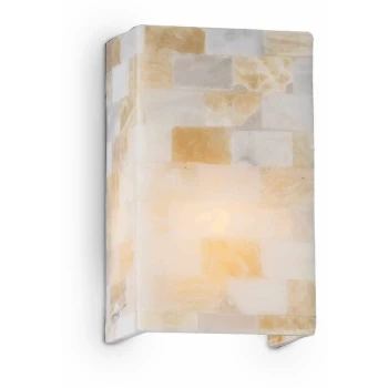 image of Ideal Lux Lighting - Ideal Lux Scacchi - 1 Light Up & Down Wall Light Amber with Small Alabaster Glass, E27