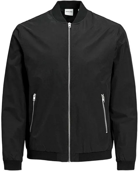 image of Jack and Jones Rush Bomber Jacket Mens Plus Size Bomber Jackets - Midweight 2XL Black 61612503510