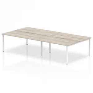 image of B2B White Frame Bench Desk 1200 Grey Oak (4 Pod)