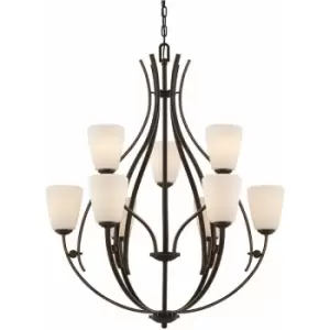 Image of 9 Bulb Chandelier Hanging Pendant LIght Palladian Bronze LED E27 60W Bulb