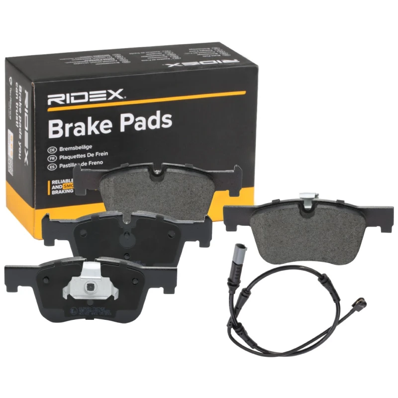 Image of RIDEX 402B1800 Brake pad set Front axle both sides, prepared for wear warning indicator, with piston clip Brake Pad Set,disc brake (402)