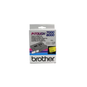 Image of Brother TX-641 P-touch Black on Yellow Tape 18mm x 15m