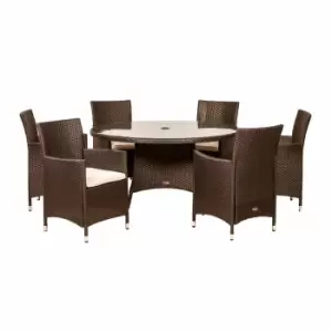 Amir Royalcraft Cannes 6 Seater Round Dining Set Brown Garden & Outdoor