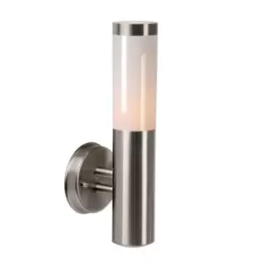 image of Lucide Kibo Modern Wall Light Outdoor 1xE27 IP44 Satin Chrome