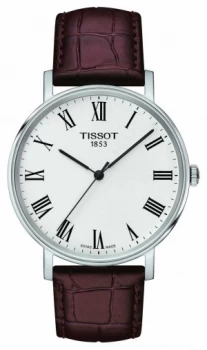 image of Tissot Mens Everytime Medium Brown Leather Strap White Dial Watch