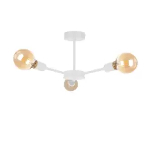 image of Sun Multi Arm Semi Flush Ceiling Light White, 40cm, 3x E27