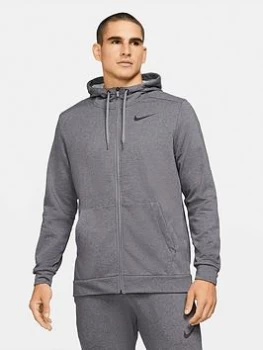 Image of Nike Train Dri-FIT Fleece Zip Hoodie - Dark Grey, Size L, Men