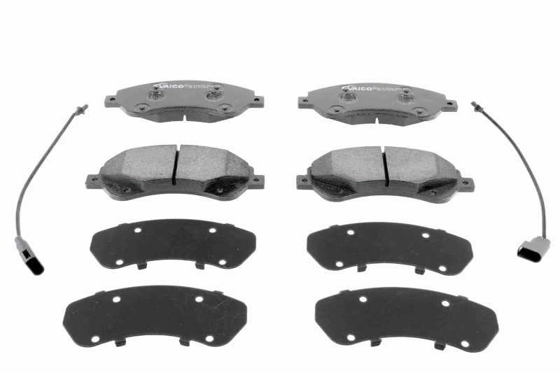 Image of VAICO V25-8128 Brake pad set Front Axle, incl. wear warning contact, with accessories, Q+, original equipment manufacturer quality, with brake caliper