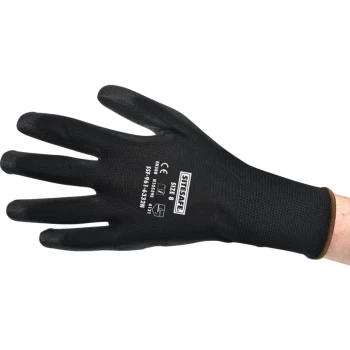 Image of Palm-side Pu Coated Black Gloves - Size 8