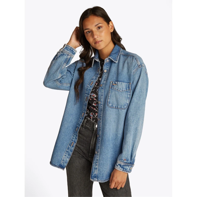 Image of Tommy Jeans Tommy Jeans RELAXED LS SHIRT BI6011 - Blue 14 Female