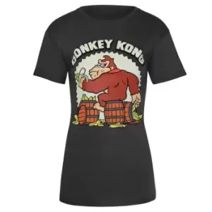 image of Super Mario Womens/Ladies Donkey Kong Boyfriend T-Shirt (S) (Dark Grey Heather)