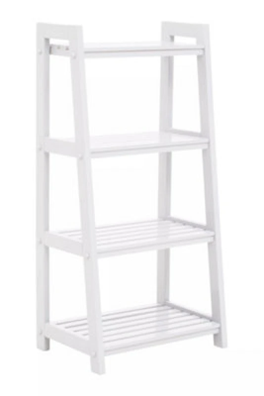 Image of Orsina Contemporary Design Wood Four Tier White Shelf Unit, Versatile Shelf Unit For Living Room, Durable Metal Unit