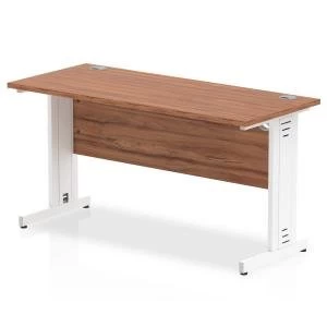 Image of Trexus Desk Rectangle Cable Managed White Leg 1400x600mm Walnut Ref