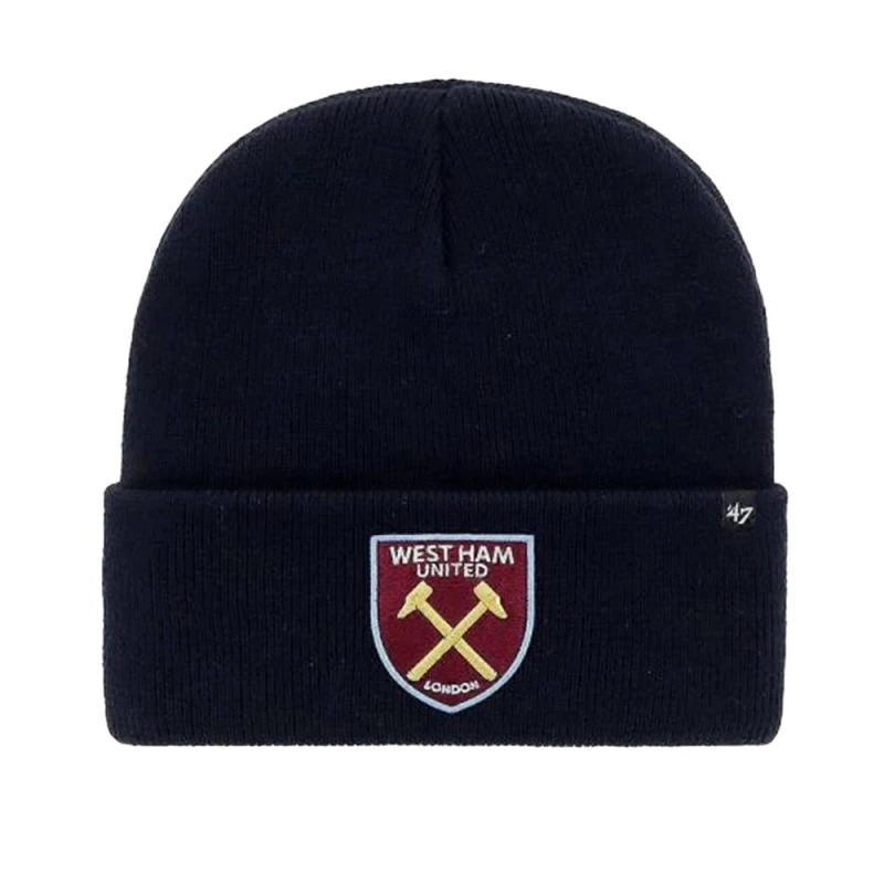Image of West Ham United FC Mens Prize Fight 47 Cuffed Beanie in Navy Navy Male One Size