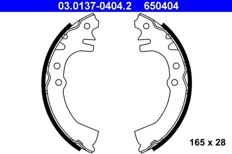Image of ATE 03.0137-0404.2 Brake Shoes without lever Brake Shoe Set (70)