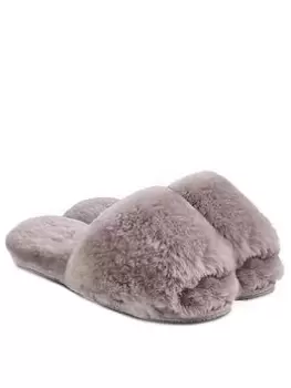 image of Just Sheepskin Lily Open Toe Sheepskin Slider Slipper - Dove, Dove, Size 5, Women