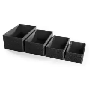 Image of Paper & Cotton Closet Storage Boxes - Set of 4 Black M&W - Brown
