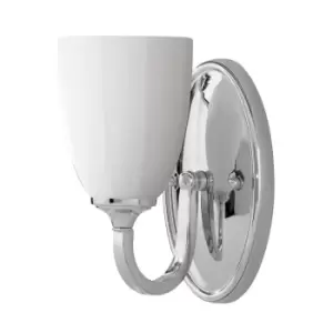 Image of IP44 Wall Light Looped Arm Opal Etched Glass Shade Polished Chrome LED G9 3.5W
