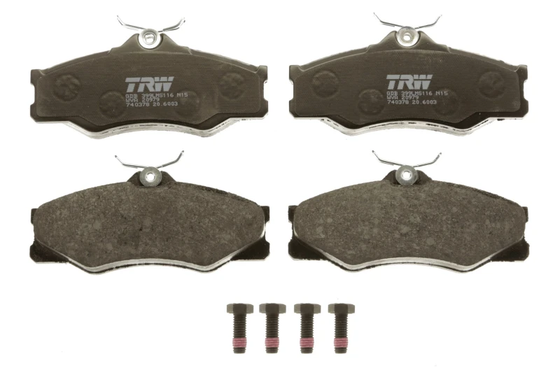 Image of TRW GDB399 Brake pad set not prepared for wear warning indicator, with brake caliper screws Brake Pad Set,disc brake (402)