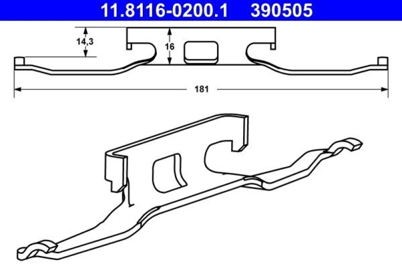 Image of ATE 11.8116-0200.1 Spring, brake caliper Spring,brake caliper (2296)