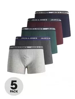 image of Jack & Jones Junior Boys Trunks (5 Pack) - Multi , Dark Green, Size Age: 10 Years