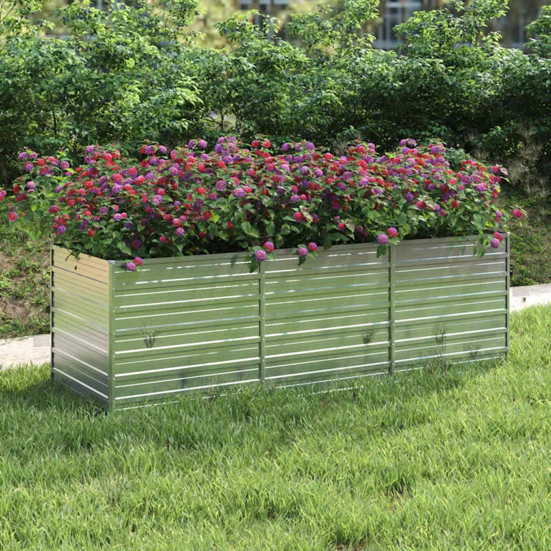 Image of VIDAXL Garden Raised Bed 240x80x77cm Galvanized Steel Silver Vidaxl 8720286661765