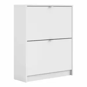 image of Shoes Hallway Storage Cabinet With 2 Tilting Doors And 2 Layers White