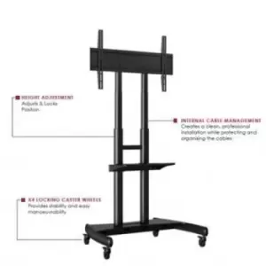 Image of TRUTROLLEY Mobile XL Height Adjustable Trolley for 55" - 86" LCD/LED Displays Black