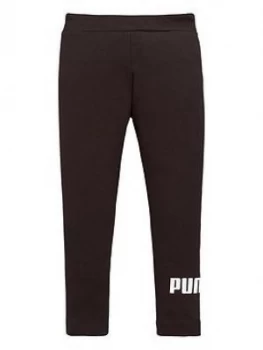 Image of Puma Girls Essential Logo Leggings - Black, Size 9-10 Years, Women