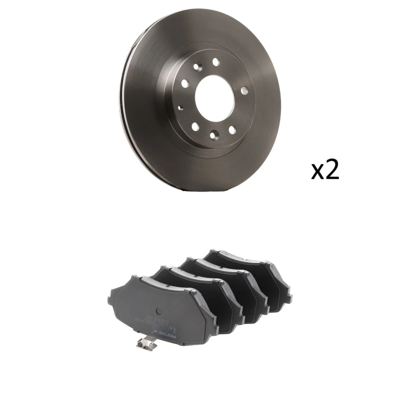 Image of RIDEX 3405B2857 Brake disc and pads set Front Axle, Brake Disc Type: internally vented, not prepared for wear warning indicator Brake Set,disc brakes